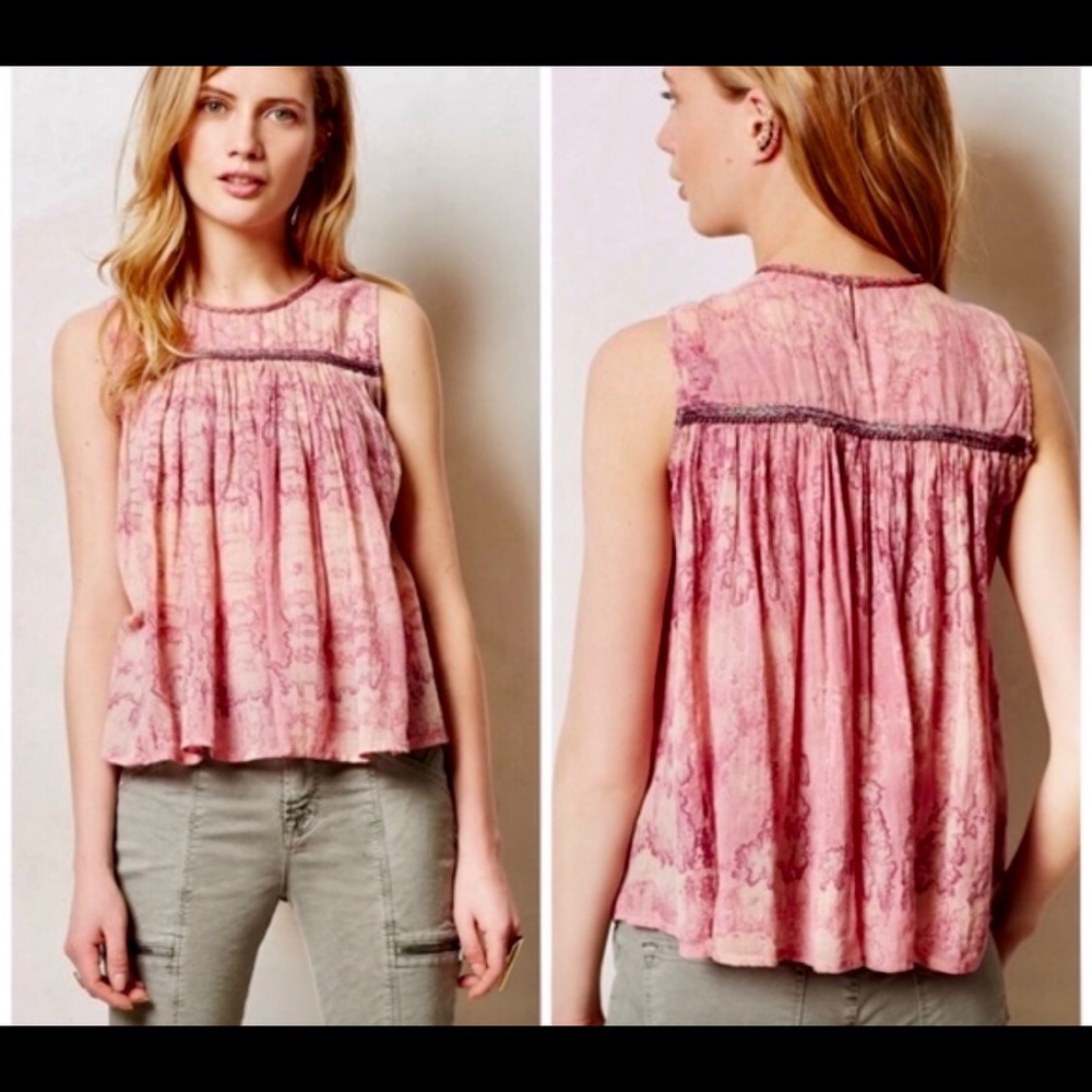 Anthropologie Pink Sleeveless Top